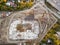 Aerial top view of an elite building in the center of the city w