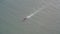 Aerial top view of fishing boat in the sea