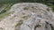 Aerial top view of garbage recycling polygon.