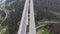 Aerial Top view of Highway Viaduct with Multilane Traffic in Mountains. Autobahn in Austria