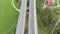 Aerial Top view of Highway Viaduct with Multilane Traffic in Mountains. Autobahn in Austria