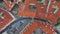 Aerial top view of the historical center of Prague in autumn