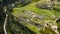 Aerial top view of the inca ruins of Sacsayhuaman