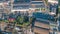 Aerial top view of industrial park zone from above, factory chimneys and warehouses, industry district in Kiev, Ukraine