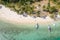 Aerial top view Ipil Beach on Pinagbuyutan Island, Near El Nido, Palawan, Philippines.