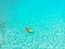 Aerial top view Kayak boat turquoise blue water sea. Concept travel