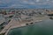 Aerial top view of Kazan, Russia. View of Lake Kaban and Kamal Theatre.