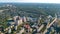 Aerial top view of Kiev city residential area from above, Goloseevo district skyline, Ukraine