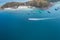 Aerial top view. Marine tour boat in the sea in island. summer beach and sea travel concept. Island public place. for advertising