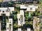 Aerial top view of modern building in Scottsdale desert city in Arizona east of state capital Phoenix.