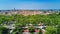 Aerial top view of Montpellier city skyline from above, Southern France