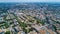 Aerial top view of Montpellier city skyline from above, Southern France