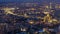 Aerial top view of Moscow night timelapse after sunset. Form from the observation platform of the business center of