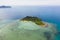 Aerial top view of ocean waves, beach and rocky coastline and beautiful forest. Beautiful nature background. island background and