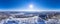 Aerial top view Panorama Sheregesh ski lift resort winter, mountain and hotels, Russia Kemerovo region