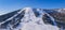 Aerial top view Panorama Sheregesh ski lift resort winter, mountain and hotels, Russia Kemerovo region