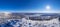 Aerial top view Panorama Sheregesh ski lift resort winter, mountain and hotels, Russia Kemerovo region