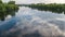 Aerial top view of people kayaking, man paddling in kayak on river canoe tour having fun, active weekend and vacation