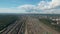 Aerial top view. Railway yard, sorting station with cargo