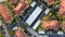 Aerial top view of residential subdivision house neighborhood, South California