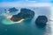 aerial top view strait between the Poda island and Ma Tang Ming island