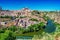 Aerial top view of Toledo, historical capital city of Spain