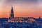 Aerial top view of Toledo, historical capital city of Spain