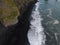 Aerial top view of wave of Black Sand Beach Reynisfjara in Iceland