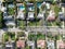 Aerial top view of wealthy area with big houses and small street in Central Los Angeles