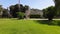 Aerial of Tournament House, Pasadena, California, Wrigley Gardens Meadow