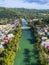 Aerial of the town of Loboc, Bohol, Philippines and its famous river