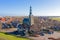 Aerial from the traditional town HIndeloopen at the IJsselmeer in the Netherlands