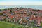 Aerial from the traditional village Hindeloopen at the IJsselmeer in the Netherlands