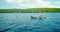 Aerial of traditional wooden fishing boat using handlines in Curacao, Caribbean