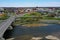 Aerial traffic on the Lorne Bridge into Brantford, Ontario, Canada