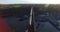 Aerial: Train on Forth Rail Bridge in Queensferry, Edinburgh, Scotland