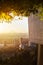 Aerial tram in Portland, Oregon during morning sunrise