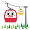 Aerial Tramway transportation cartoon character side view vector illustration