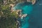 AERIAL: Tropical Coastline wirh Rich Colours and Turquise Water in Spain