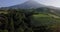 Aerial trucking of beautiful vegetable Plantation and Mount Sumbing