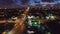 Aerial twilight dusk video over the city