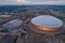 Aerial twilight image Mercedes Benz Superdome Downtown New Orleans Louisiana USA