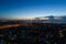 Aerial twilight photo Miami and Biscayne Bay