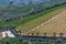 Aerial typical landscape of the highlands in the north of Portugal, levels for agriculture of vineyards, olive tree groves