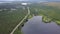 Aerial typical russian countryside landscape