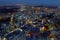 Aerial urban landscape view of Auckland city at dusk