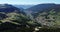 Aerial of Val Gardena, Valley in South Tyrol and Tourism destination in Italy