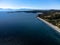 Aerial Vancouver Island photograph overlooking the Strait of Juan De Fuca and William Head Institution near Taylor Beach