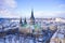 Aerial veiw on Elizabeth church in Lviv  Ukraine from drone