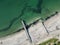 Aerial vertical shot of the Jetski in Busselton Australia with clear water and sandy beach